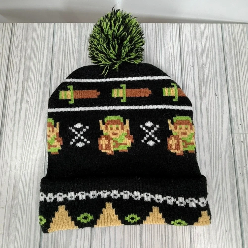 Legend of Zelda 8-Bit Fairisle Cuff Pom Beanie
